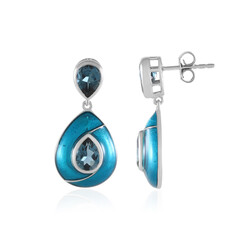 Boucles d'oreilles en argent et Topaze bleu de Londres (Adela Silber)