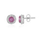 Boucles d'oreilles en argent et Saphir rose de Madagascar