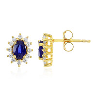 Boucles d'oreilles en argent et Saphir bleu de Madagascar