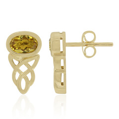 Boucles d'oreilles en or et Héliodore