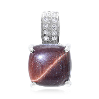 Pendentif en argent et Œil-de-tigre rouge