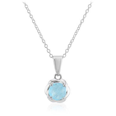 Collier en argent et Quartz bleu pastel