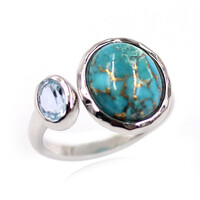 Bague en argent et Turquoise cuivrée bleue (Faszination Türkis)