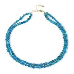Collier en argent et Apatite bleu néon
