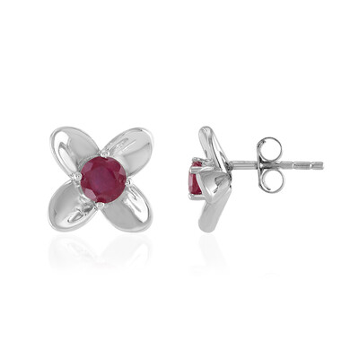 Boucles d'oreilles en argent et Rubis de Madagascar