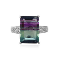 Bague en argent et Fluorite multicolore