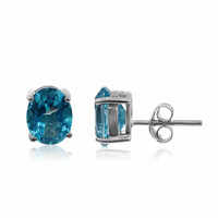 Boucles d'oreilles en argent et Topaze bleue de Paraiba