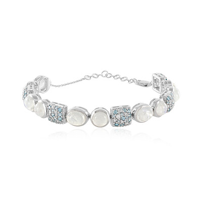 Bracelet en argent et Pierre de Lune arc-en-ciel (KM by Juwelo)