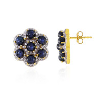 Boucles d'oreilles en argent et Saphir étoilé bleu