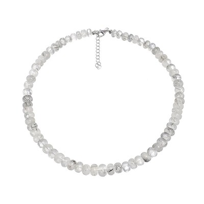 Collier en argent et Quartz rutile noir