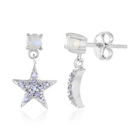 Boucles d'oreilles en argent et Pierre de Lune arc-en-ciel