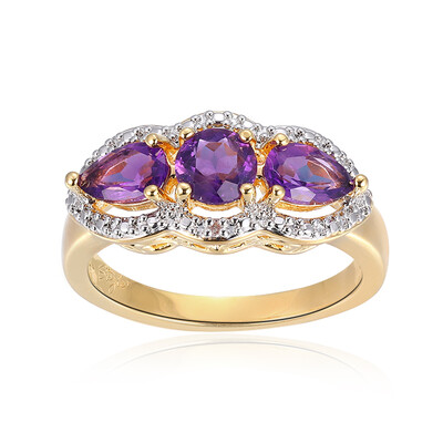 Bague en laiton et Améthyste de Zambie (Juwelo Style)