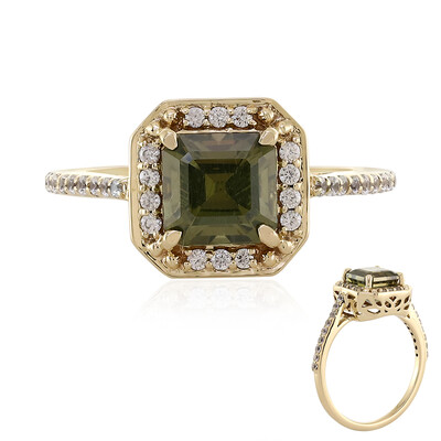 Bague en or et Zircon de Ceylan vert
