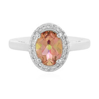 Bague en argent et Topaze mystique couleur pêche