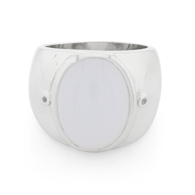 Bague pour homme en argent et Calcédoine de Turquie