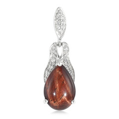 Pendentif en argent et Œil-de-tigre rouge