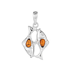 Pendentif en argent et Ambre baltique