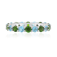 Bague en argent et Diopside de Russie