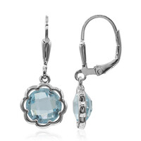 Boucles d'oreilles en argent et Topaze bleu ciel
