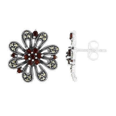 Boucles d'oreilles en argent et Grenat du Mozambique