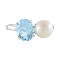Bague en argent et Topaze bleu ciel
