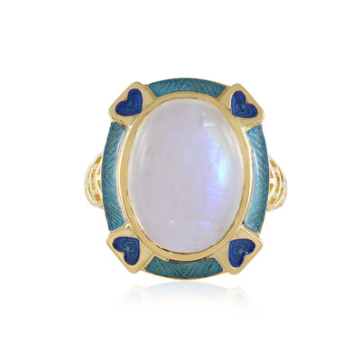 Bague en argent et Pierre de Lune arc-en-ciel (Adela Silber)