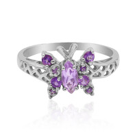 Bague en argent et Améthyste Rose de France