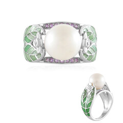 Bague en argent et Perle blanche de culture d'eau douce (Adela Silber)