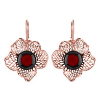 Boucles d'oreilles en argent et Ambre cerise de la Baltique 