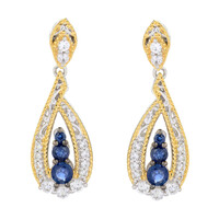 Boucles d'oreilles en argent et Saphir bleu (Gems en Vogue)