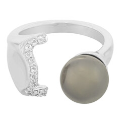 Bague en argent et Perle de culture de Tahiti