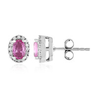 Boucles d'oreilles en argent et Saphir de Ceylan rose non chauffé