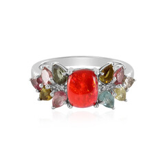 Bague en argent et Opale rouge d'Éthiopie
