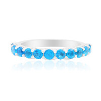 Bague en argent et Apatite bleu néon