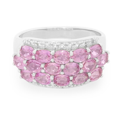 Bague en argent et Saphir rose de Ceylan