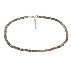 Collier en argent et Pierre de lune chocolat