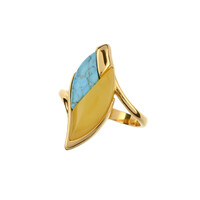 Bague en argent et Ambre laiteux de la Baltique