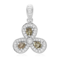 Pendentif en argent et Saphir vert non chauffé