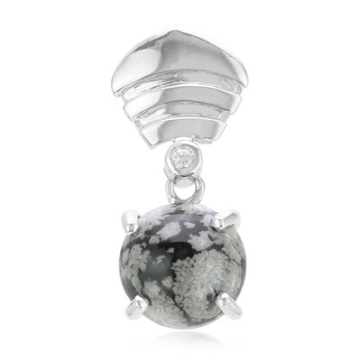 Pendentif en argent et Obsidienne Flocon-de-Neige