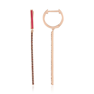 Boucles d'oreilles en argent et Diamant rouge I2