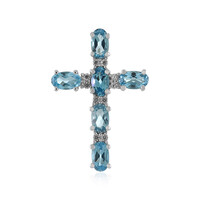Pendentif en argent et Topaze bleu Suisse