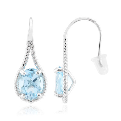 Boucles d'oreilles en argent et Topaze bleu ciel