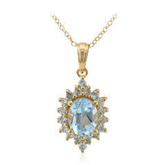 Collier en argent et Topaze bleu ciel