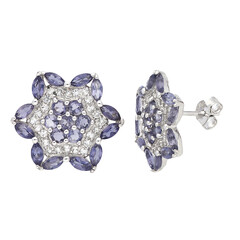 Boucles d'oreilles en argent et Iolite