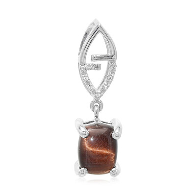 Pendentif en argent et Œil-de-tigre rouge