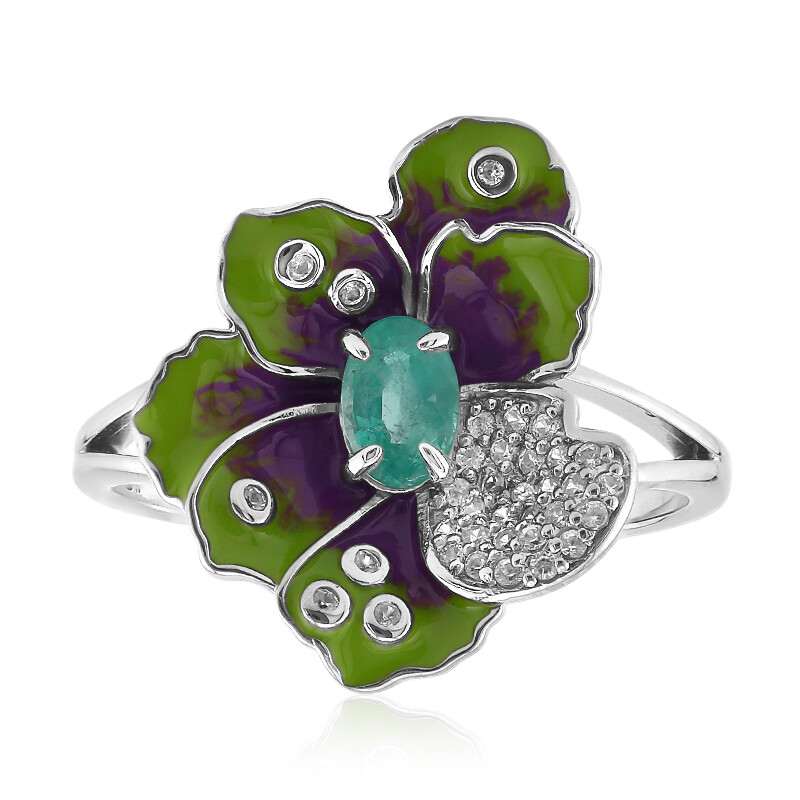 Bague En Argent Avec Rubis, Émeraude Et Zircons - Neuf Sans Emballage - Bijou Fantaisie Élégant