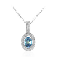 Collier en argent et Topaze mystique bleu pigeon