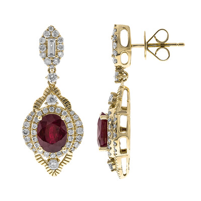 Boucles d'oreilles en or et Rubis AAA du Mozambique (CIRARI)