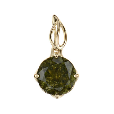Pendentif en or et Moldavite (dagen)