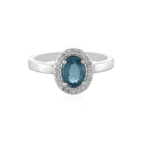 Bague en argent et Fluorite bleu pétrole de Belgique